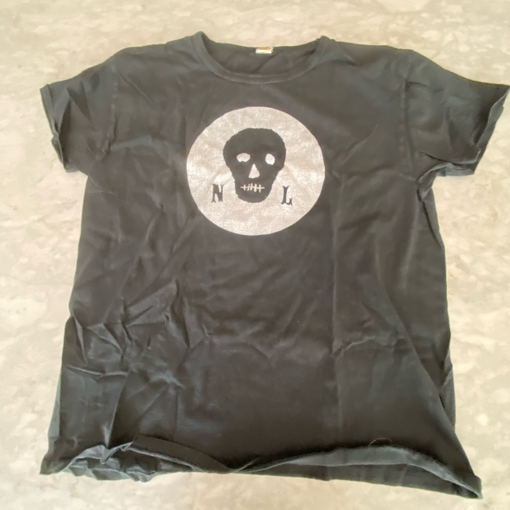 FILTH MART NIKKI LANE Black T-Shirt with Skull Design